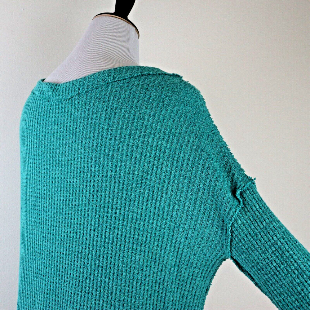 Free People Size S Oversize North Shore Thermal Tunic Shirt Aqua Green - Picture 6 of 12